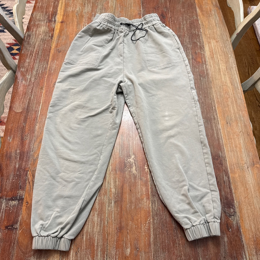 Varley Nevada Sweatpants Small Desert Sage Green Cotton Blend Jogger Bungee Cord